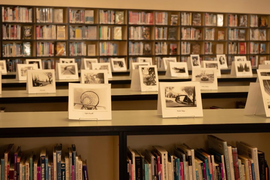 Students' work from the photography class are shown in the Art Gallery in the Library. 