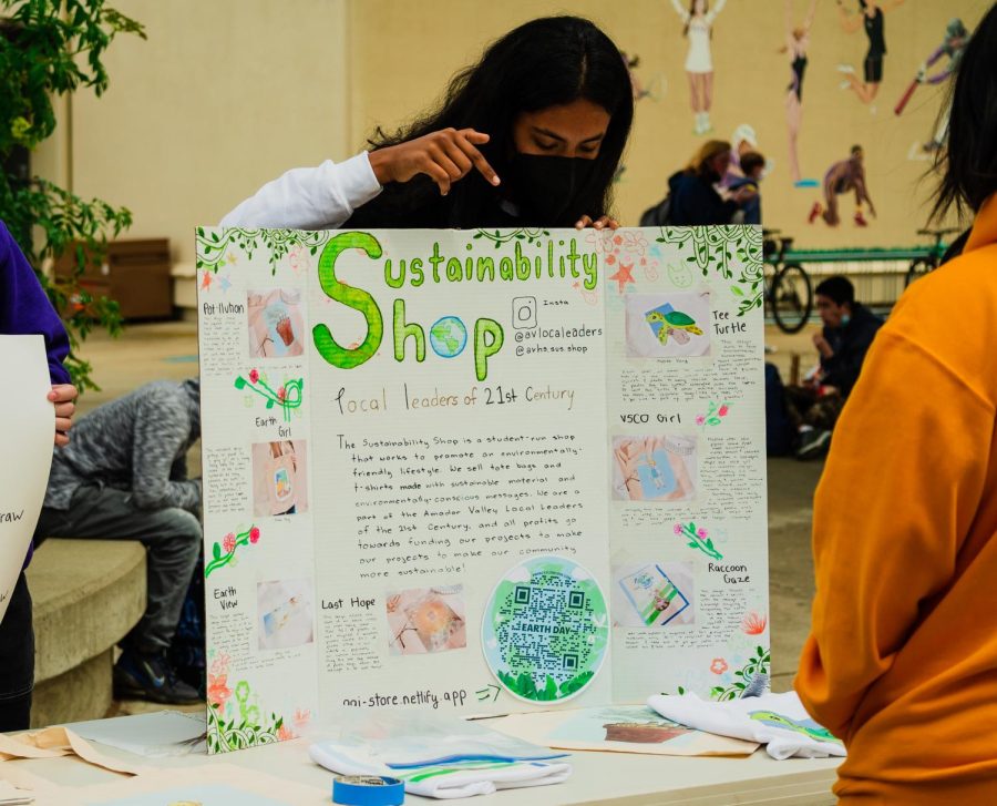 Students from AV Local Leaders illustrate their sustainability shop exhibition.