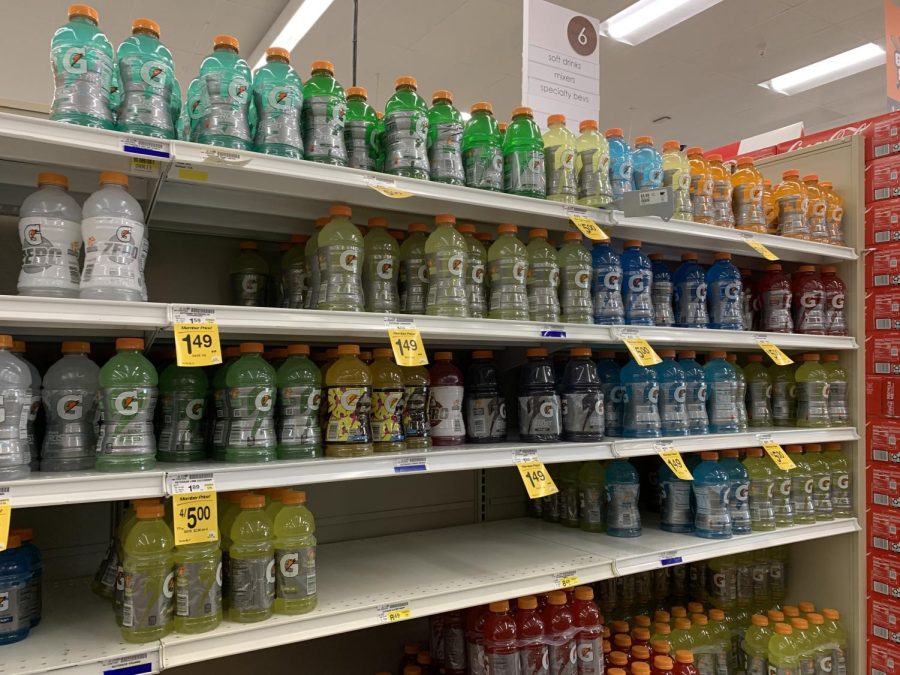 Popular sports drinks like Gatorade can be found at grocery stores globally and are commonly bought by athletes and people who want to feel an extra boost of energy.