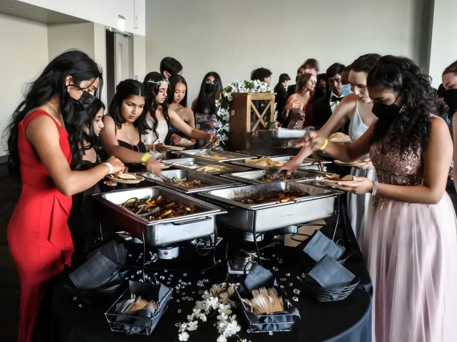 Seniors picked up food to enjoy throughout the evening as the party continued.