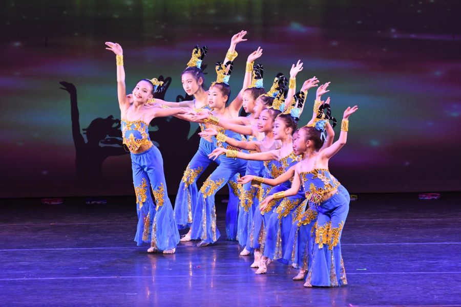 Dancers from Xiaopei Chinese Dance are dressed up as characters called Feitian that is a key symbol of the Dunhuang cave arts. (Jiawen (Sarah) Yan)