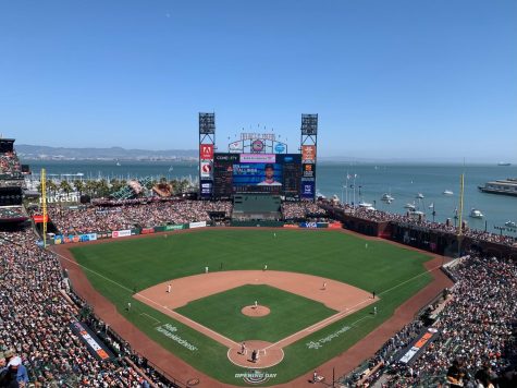 A view of Oracle Park, the stadium where the San Francisco Giants play, on Opening Day.