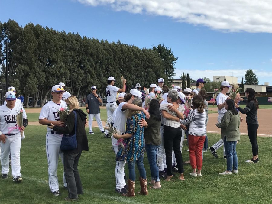 Each player gave their mom flowers before the final game of the season against Foothill on 5/6/22.