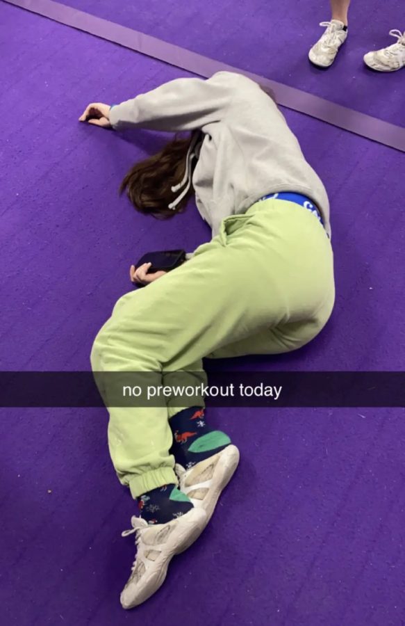 A snapchat post shows how students are tired from the long practices and demands of a student athlete lifestyle.