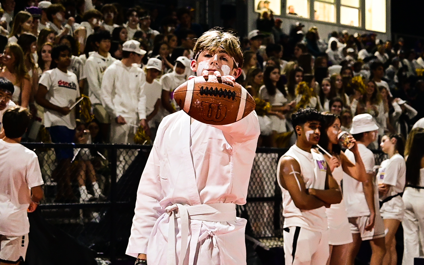 Dons go white out on a Saturday night football game against Menlo School