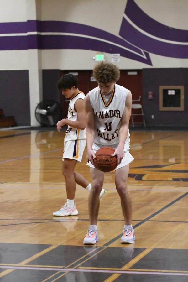 Nate Jetter ('24) prepares to shoot a free throw.
