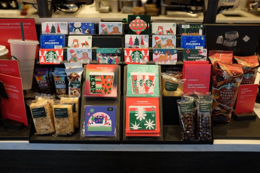 Christmas gift cards and cups have replaced regular year long gift cards and cups.