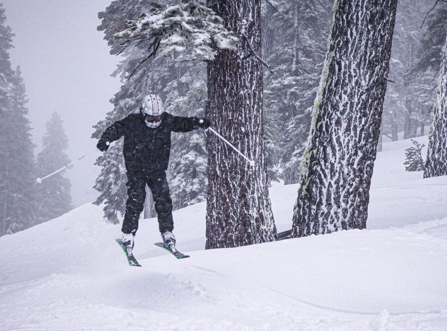 Roy Kim ('23) hits a jump during his ski trip in Tahoe.