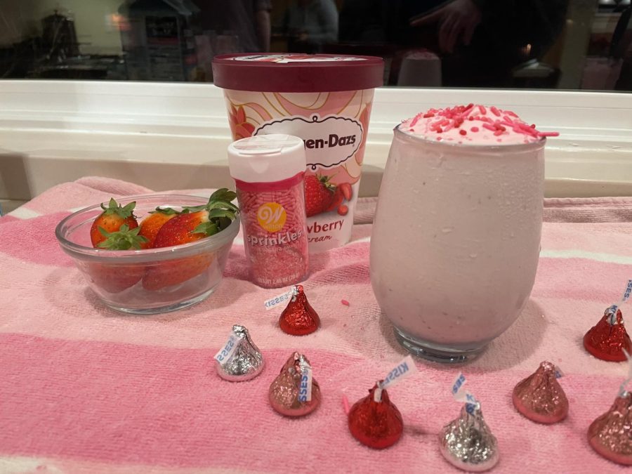 The milkshake was made with strawberry Haagen Dazs ice cream.