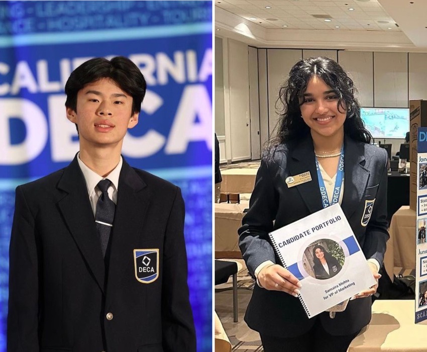 Leo Shao (‘24) pictured left and Samaira Mehta (‘24) pictured right were inaugurated to become the California DECA President and VP of Marketing for 2023-24 during this year’s states career development conference. 