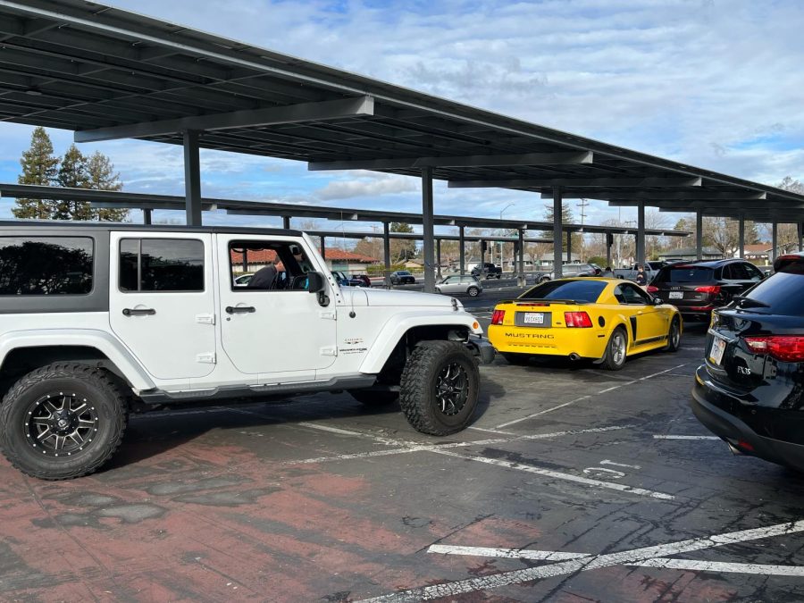 Students lined their cars up in the front Santa Rita parking lot.