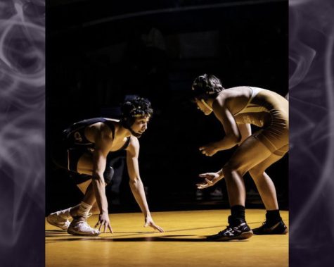 Julius Ramos (left) lines up as he prepares to face off against his opponent. (Photo provided by AV Wrestling.)