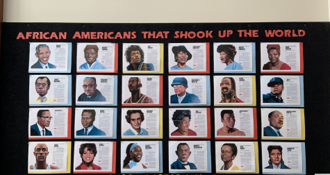 In the hallway of the Amador library, a display features the contributions of influential African Americans from athletes to activists.  