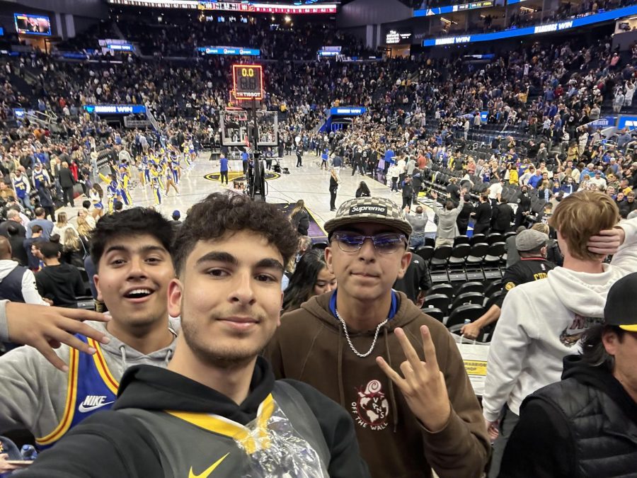 Ali Ulusu (‘23) attending a Golden State Warriors game along with his friend Mikail Mirza (‘23) and brother Furkan Ulusu (‘24).