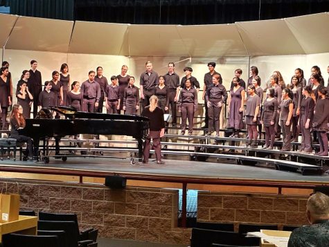 The choir presented in front of three judges, led by Shelley Durbin. (Photo provided by Shelley Durbin) 