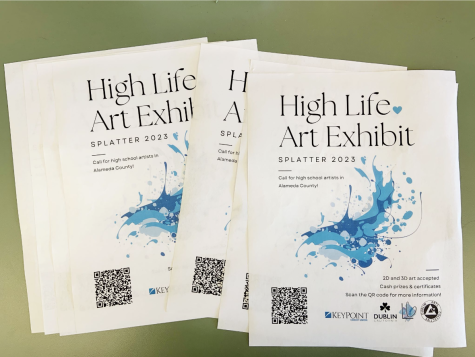 The High Life Art Exhibit is advertising through flyers with a scannable QR code, which leads to an interest form. 
