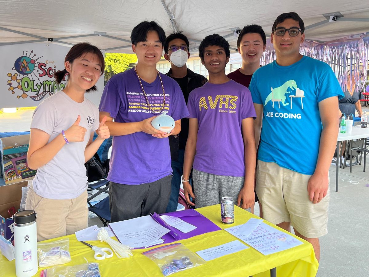 The science olympiad team at their stand. 