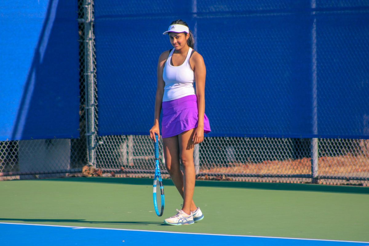 Megha Reddy (24) awaits the next play.