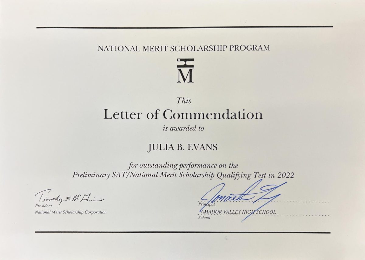 Julia Evans’ letter of commendation recognized her hard work on the 2022 PSAT.