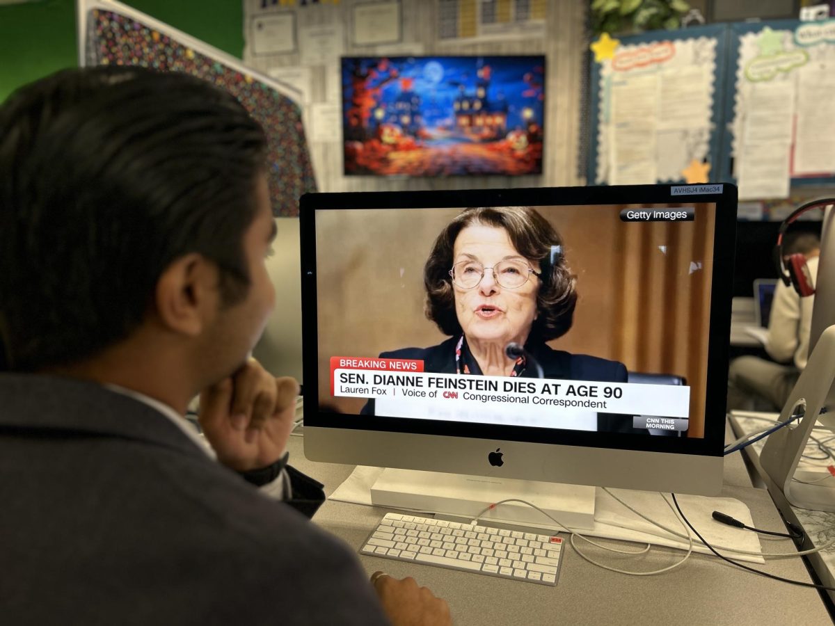 On September 29, students watched news shows all about the death of Senator Dianne Feinstein. California Governor Gavin Newsom has since appointed Laphonza Butler, Democratic strategist and Kamala Harris adviser, to fill the vacant U.S. Senate seat after Senator Feinsteins passing. 