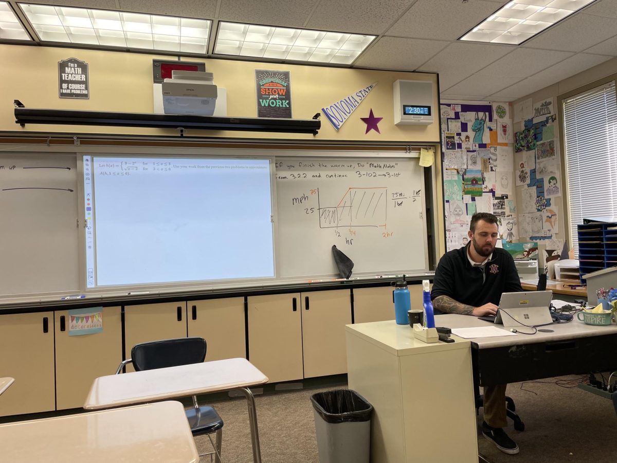 During his prep period, Riddle uses the time to grade and prepare materials for the next day of class.