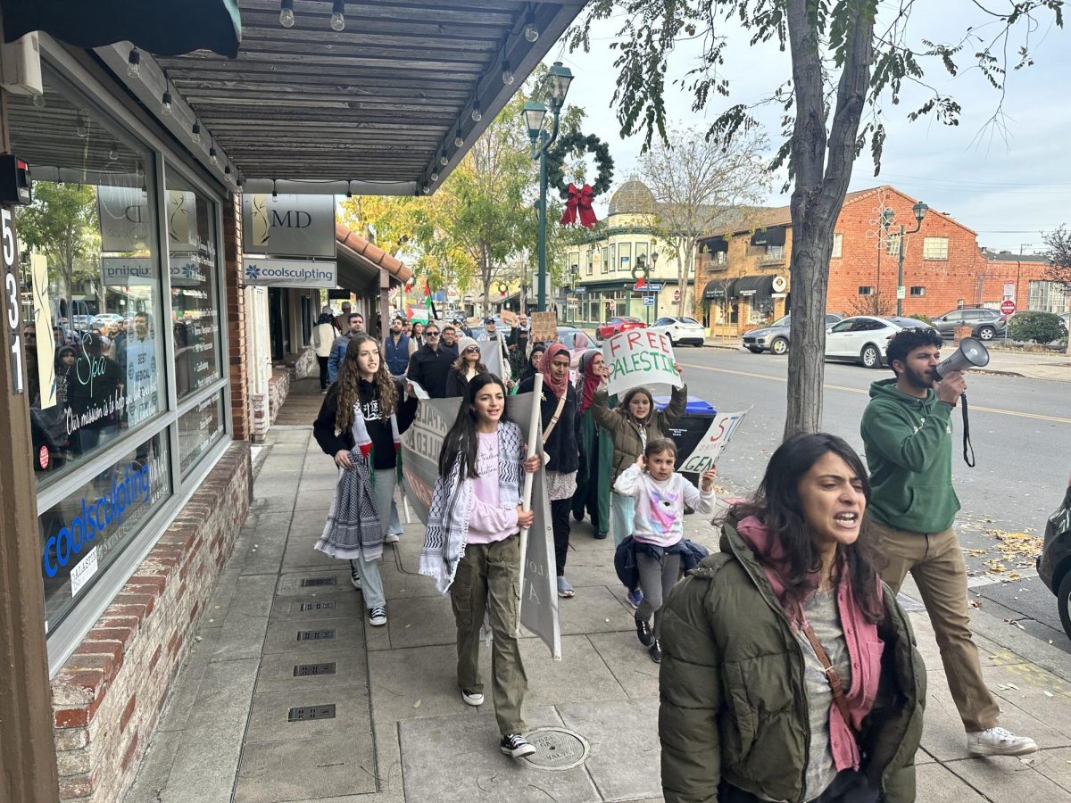 Passionate protester walk the Pleasanton streets chanting for a cease fire in Gaza.