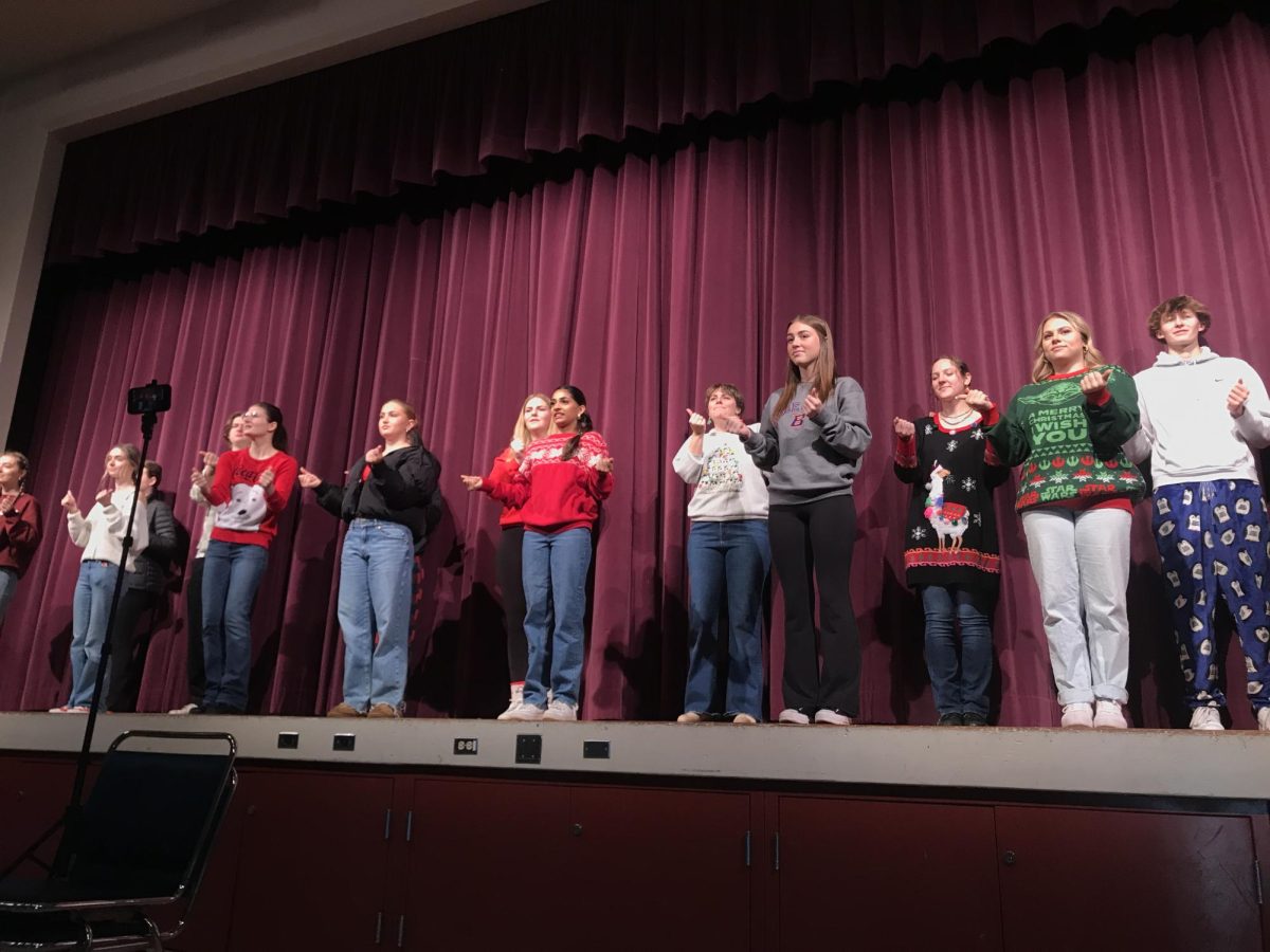 Amador’s ASL 4 class signs and dances to ‘Let It Snow’ onstage as an opening to the event. 