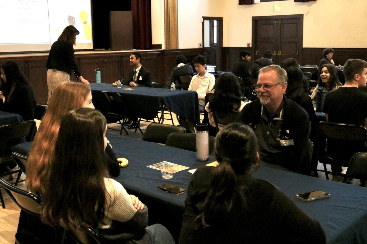 Amador Principal Jon Fey talks to students and shares some information about his position.
