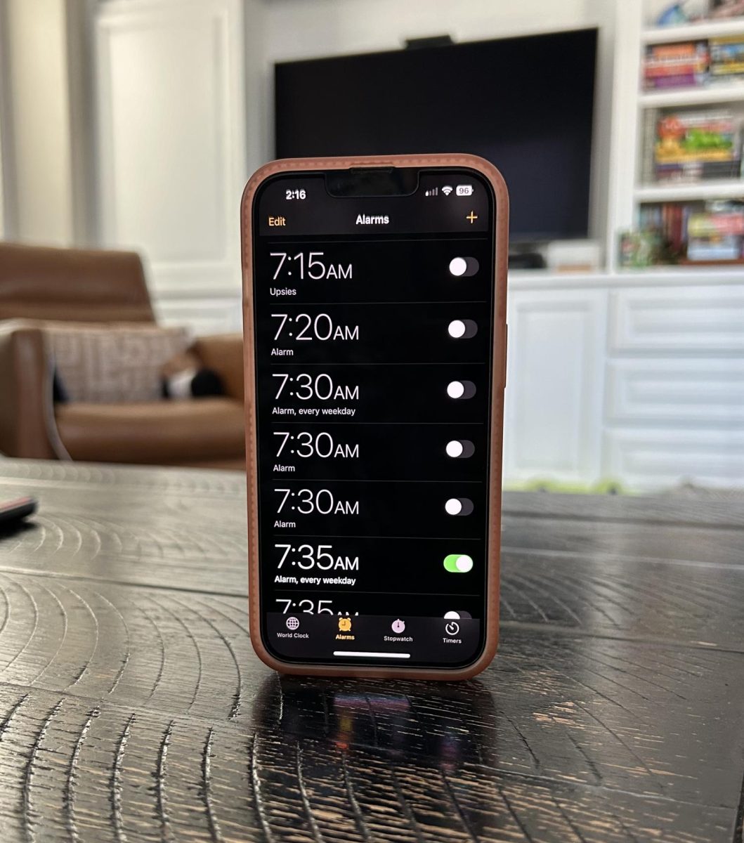 To wake up in the mornings, many students utilize their phones' built in alarm clock function.