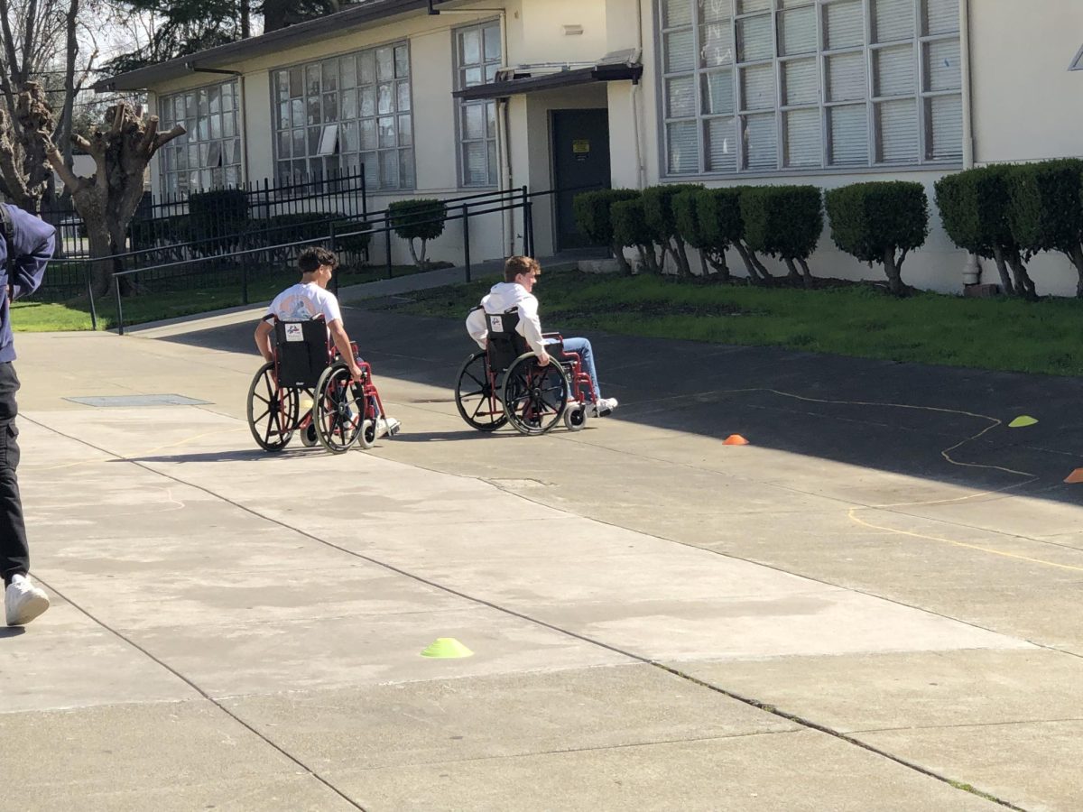 The wheelchair race was a fun favorite at the club fair. 