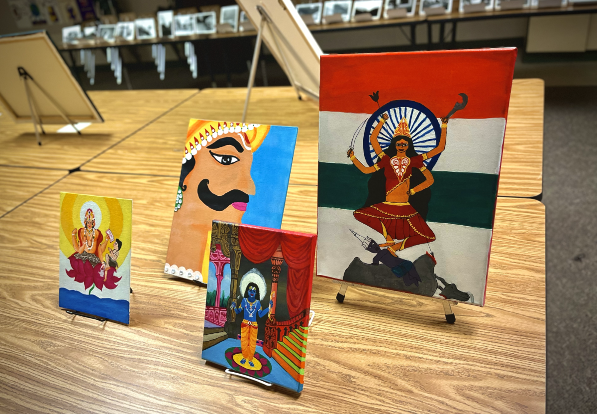 A selection of artwork of Indian culture by Yash Singh ('25).