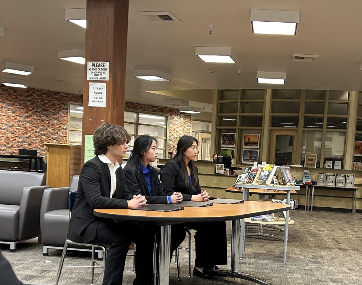 Unit One of the 2023-2024 Comp Civics team gets ready to present their testimony at the dress rehearsal.