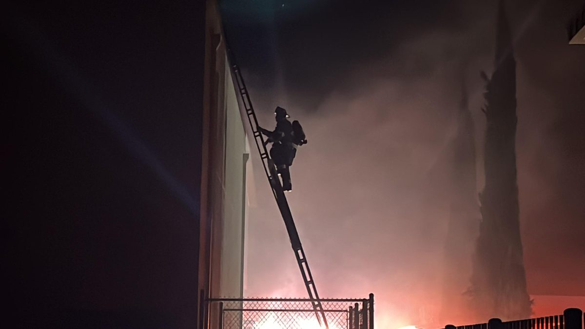 The Livermore Pleasanton Fire Department arrived at Amador Valley High School to a two-alarm fire in the small gym.