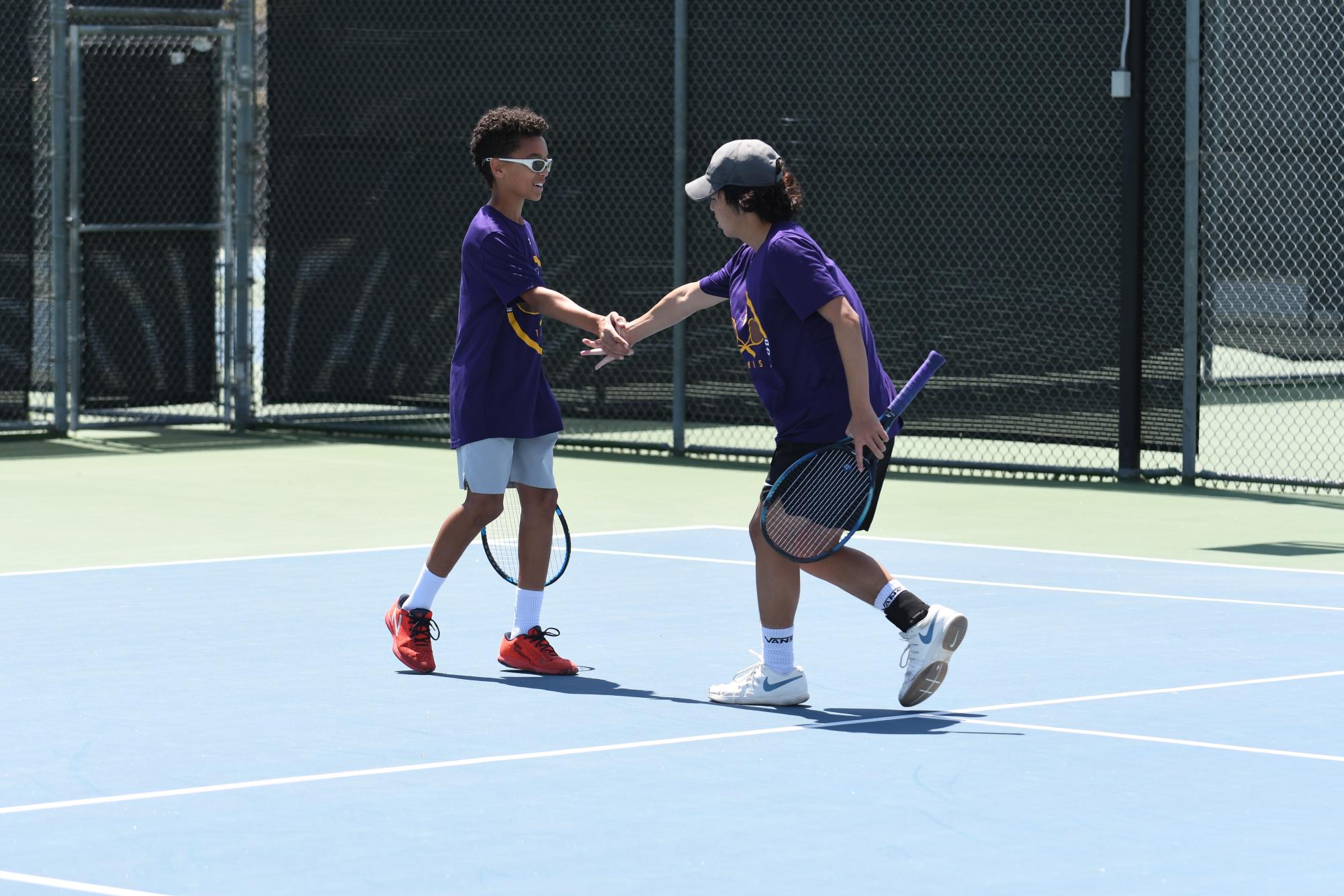 Freshman Dashel Parkinson-Lubold and Sophomore Fan Jia dominate annual Men's EBAL Doubles Tennis Championship Winning First Place 🥇