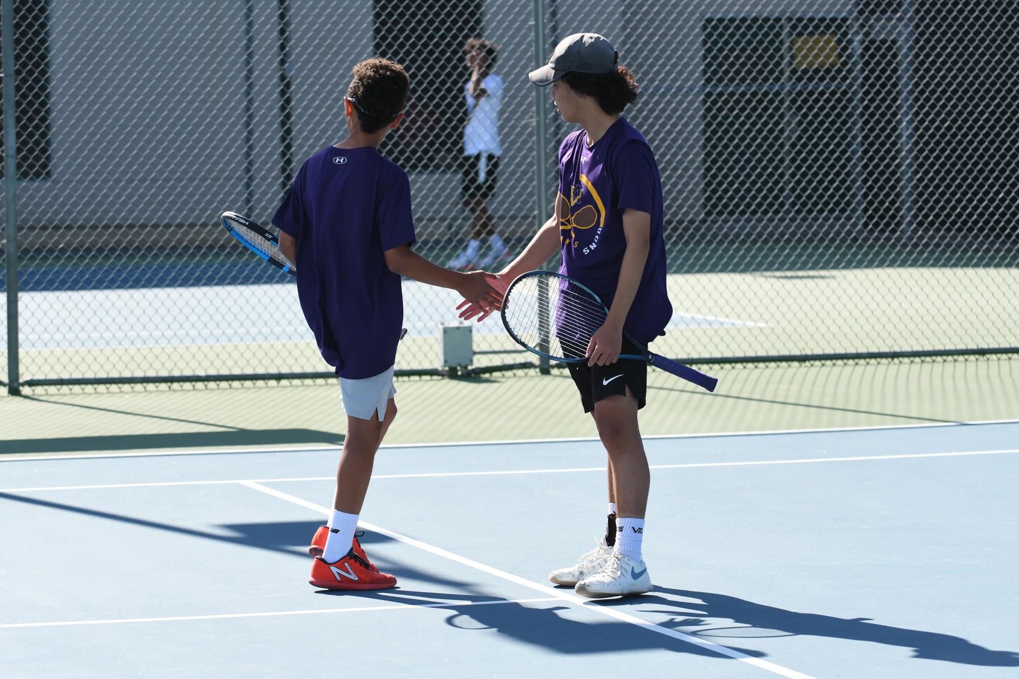 Freshman Dashel Parkinson-Lubold and Sophomore Fan Jia dominate annual Men's EBAL Doubles Tennis Championship Winning First Place 🥇