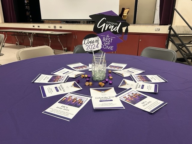 Graduation decor was placed around the room to congratulate and spotlight the program's seniors.