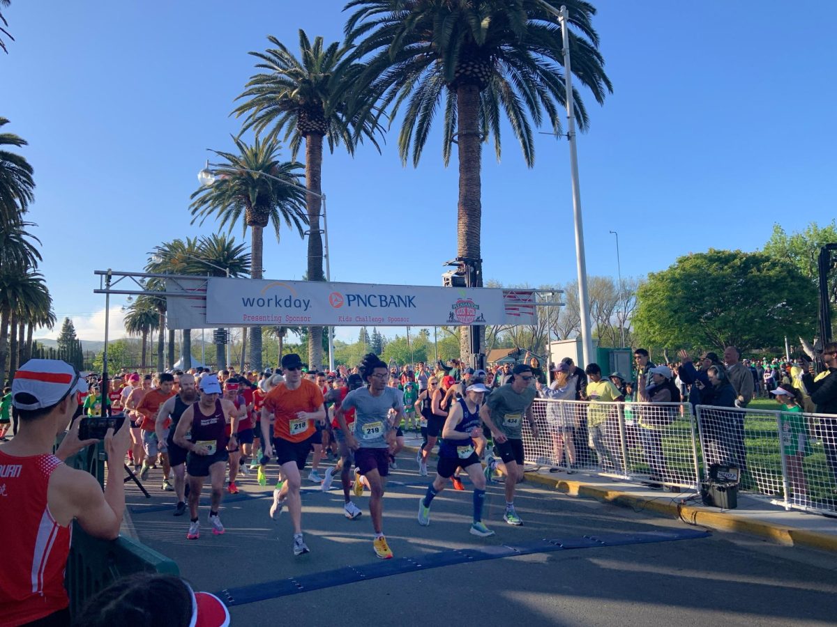 10K runners begin their race at the start of the Pleasanton Run for Education.