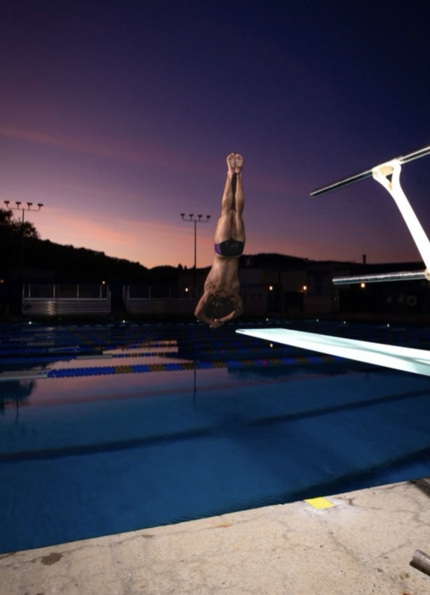 Ben Lentz (24) dives into a pool in a meet and greet. 