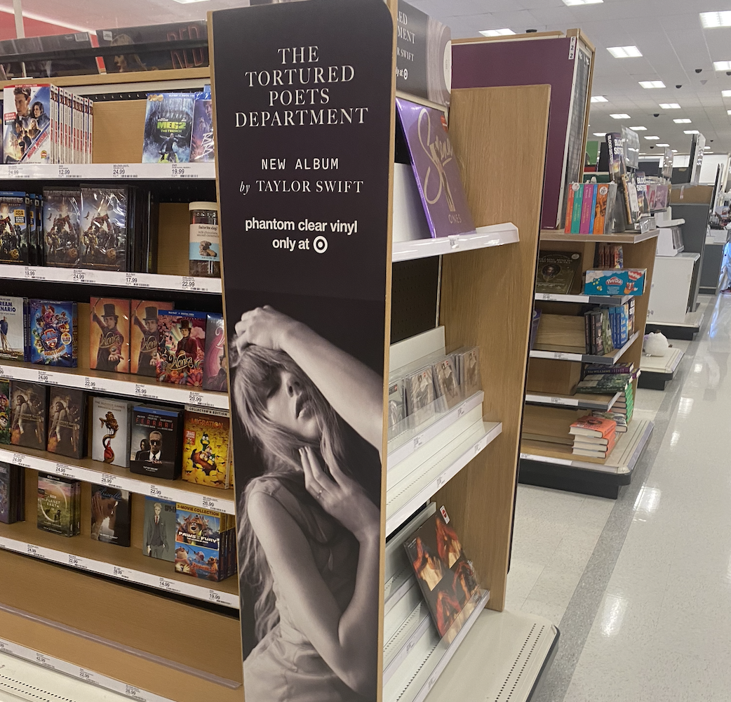 At+Target%2C+a+stock+of+vinyls+for+Taylor+Swifts+new+album%2C+The+Tortured+Poets+Department+quickly+sold+out+within+days+of+release.