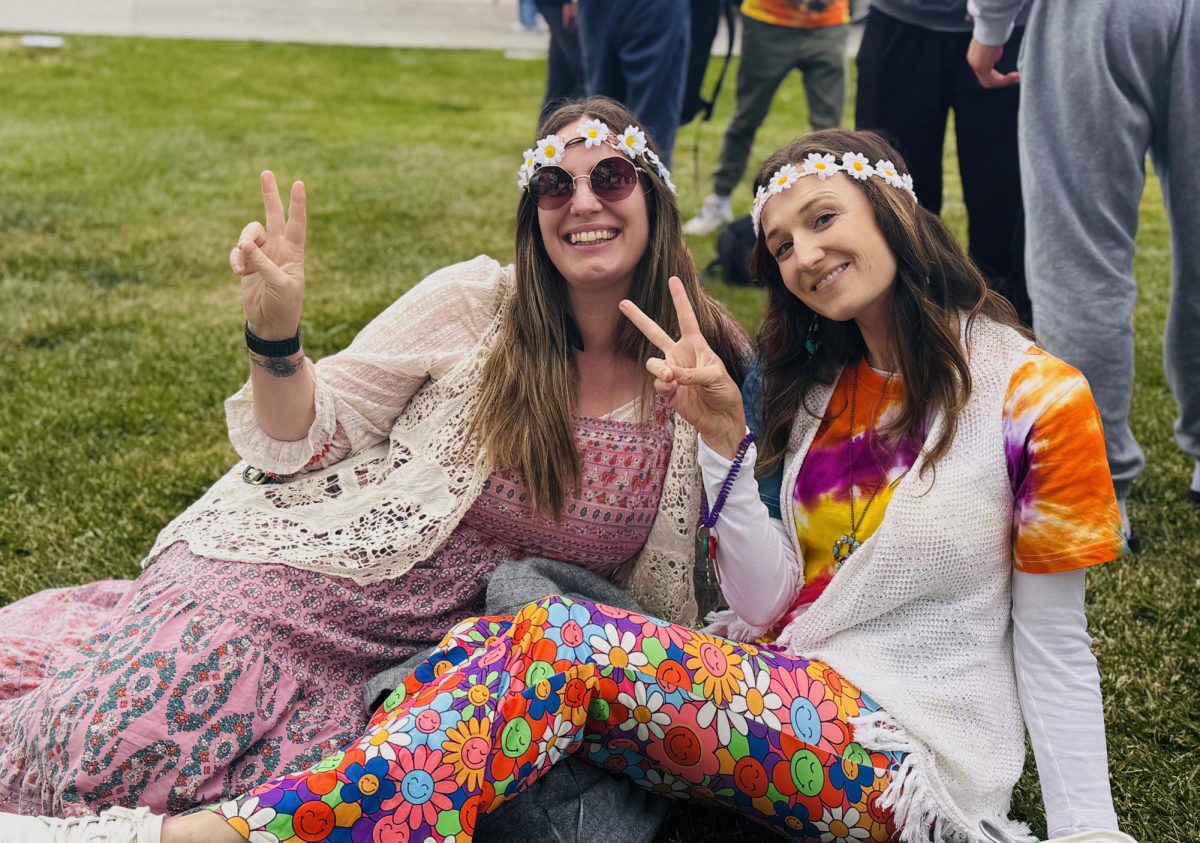 Ms. Anderson & Ms. Ates deck out in festive gear in celebration of Counter-Culture Day.