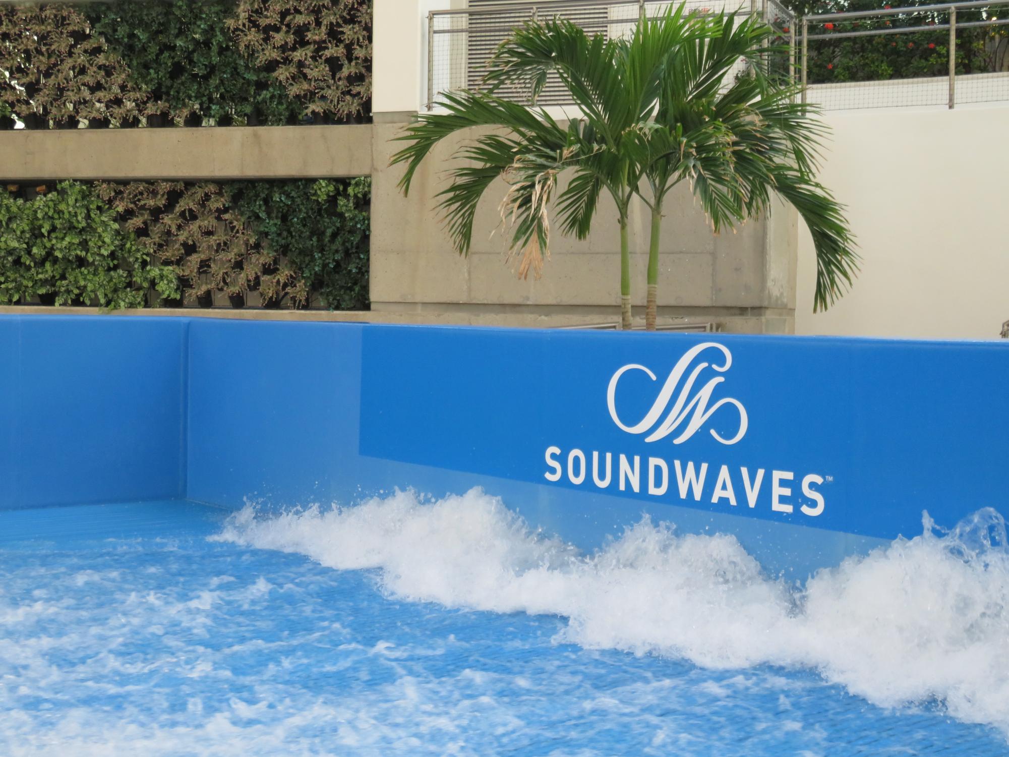 The $90 million hotel amenity SoundWaves attracts kids and parents alike with exciting activities like wave pools and indoor surfing. 