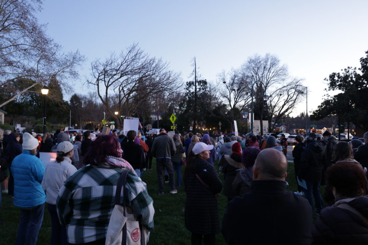 From young graduates to seasoned activists, a large crowd amasses at Delucci Park as the day grows dark to mourn the loss of Renee Good.
