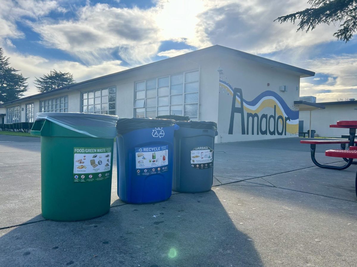 In Amador, the three-bin system can be found all across the campus. Students are encouraged to throw away waste in the correct bins to lower their percentage of becoming methane, a greenhouse gas.