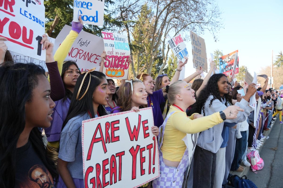 Leadership students join the demonstration immediately after returning from the Tri-Valley Leadership Conference.