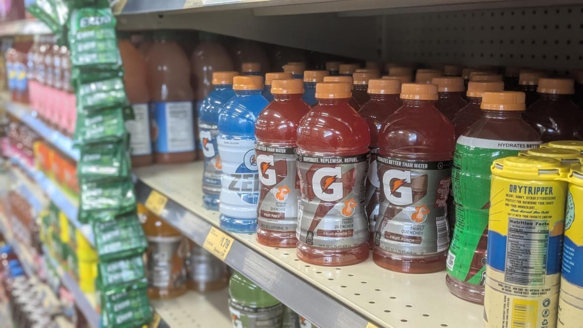 Gatorade drinks line the shelves of stores amidst their rebrand. 
